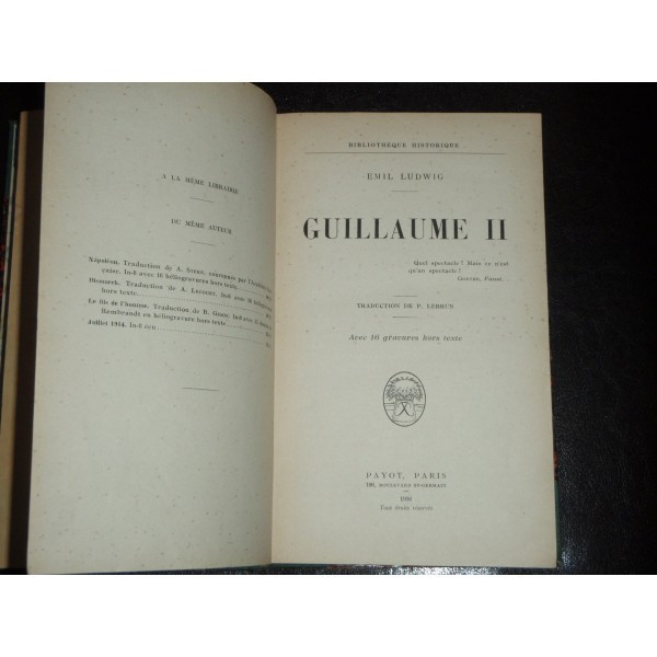 GUILLAUME II - EMIL LUDWIG