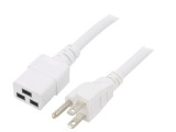 Cablu Alimentare Alb 1m 15A IEC C19 la NEMA 5-15 3x14AWG