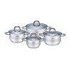 Set de 4 oale cu capac, inox, dimensiuni 16,18,20,24 cm, fund termic multistrat, gri Kinghoff