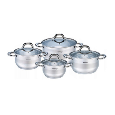 Set de 4 oale cu capac, inox, dimensiuni 16,18,20,24 cm, fund termic multistrat, gri Kinghoff foto