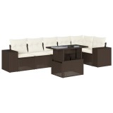 Cumpara ieftin Set canapele de gradina cu perne, 7 piese, maro, poliratan