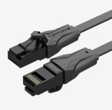 Patch Cord UTP Vention, Cat. 6, 15m, flat cable, conductor cupru - aluminiu, viteza max transfer 1 Gbps, invelis PVC, negru, &quot;IBABN&quot; (timbru verde 0.8
