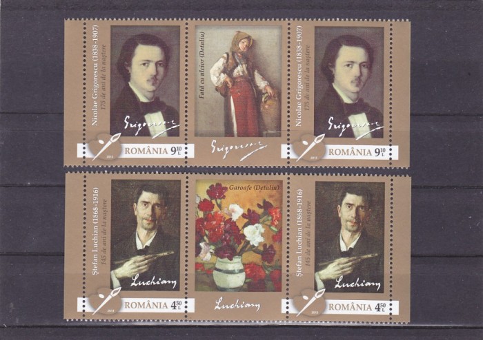 ARTA;LUCHIAN SI GRIGORESCU,TRIPTIC CU VINIETA,2012,Lp.1964a MNH ** ROMANIA.