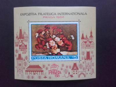 1988 - Expozitia Filatelica Internationala &amp;#039;&amp;#039;Praga&amp;#039;88&amp;#039;&amp;#039; -colita dantelata LP1207 foto