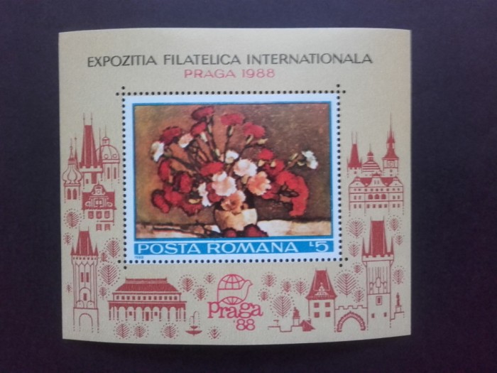 1988 - Expozitia Filatelica Internationala &#039;&#039;Praga&#039;88&#039;&#039; -colita dantelata LP1207
