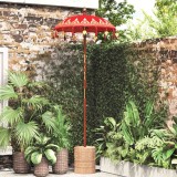 VidaXL Parasol Balinez Roșu (90-100) x 260 cm Bumbac și lemn masiv 42006466