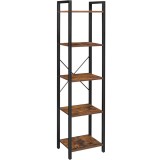 VASAGLE Raft cu 5 etaje, tip biblioteca, cadru metal si polite lemn, 40x30x153cm, industrial, maro rustic si negru Household NewTrend