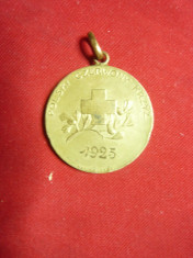 Medalie Crucea Rosie Polonia 1925 / Armata Poloneza in Franta ,bronz ,d=2,6cm foto
