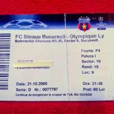 Bilet meci fotbal STEAUA BUCURESTI - OLYMPIQUE LYON (21.10.2008)