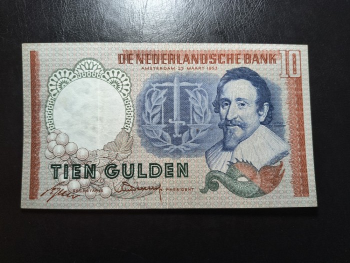 OLANDA 10 GULDENI 1953