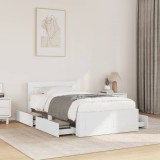VidaXL Cadru de pat cu tăblie, alb, 75x190 cm, lemn prelucrat