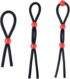 Set inele penis Ajustable 3pcs Negru/Rosu