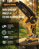 Fierastrau cu lant si acumulator ROTOR RMC21-8, 21V / 2Ah, Brushless , Ungere lant ,