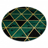 Exclusiv EMERALD covor 1020 cerc - glamour, stilat, marmură, triunghiurile sticla verde / aur, cerc 120 cm