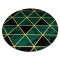 Exclusiv EMERALD covor 1020 cerc - glamour, stilat, marmură, triunghiurile sticla verde / aur, cerc 160 cm