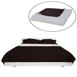 Cumpara ieftin Cuvertură matlasată cu două fețe 230 x 260 cm, bej/maro, vidaXL