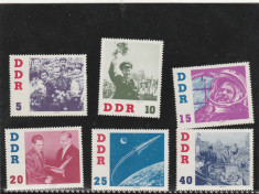 Germania DDR 1961-Spatiu,Titov in vizita,serie 6 val.,dant.,MNH,Mi.863-868 foto
