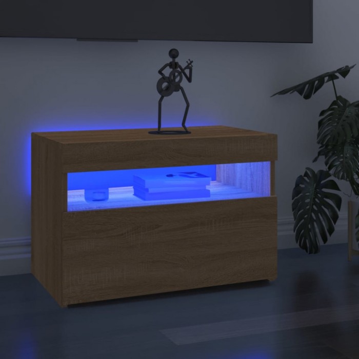 Gossi comode tv cu lumini led, 2 buc., stejar sonoma, 60x35x40 cm