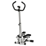 HOMCOM Stepper cu Monitor LCD, M&acirc;nere Reglabile și Benzi Elastice, Negru și Argintiu | Aosom Romania