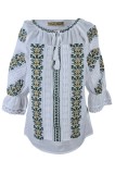 Bluza tip ie dama RD24, alb creta/verde moss , marimea 3XL