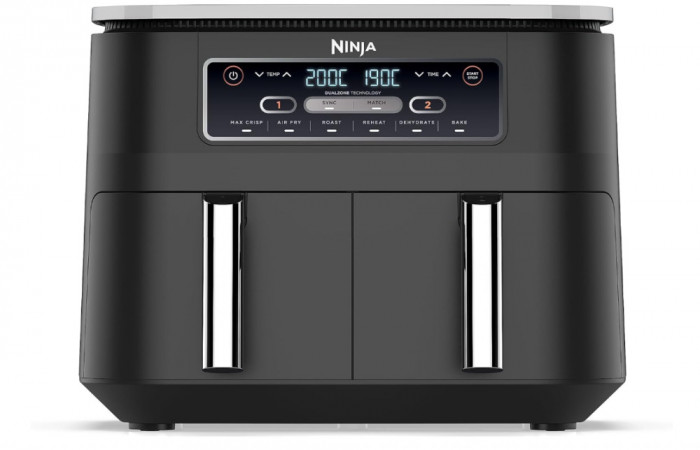 Friteuza cu aer cald Ninja Foodi Dual Zone, 2 sertare, 7.6 L, AF300EU - RESIGILAT