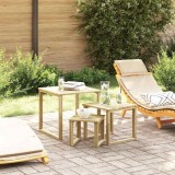 VidaXL Masă pentru Șezlong 3 pcs Maro 50.5 x 50 x 46 cm