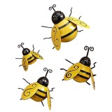 Set 4 decoratiuni pentru gradina model albina, metal, galben, negru