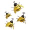 Set 4 decoratiuni pentru gradina model albina, metal, galben, negru