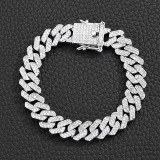 Bratara Cuban Miami Iced Out Silver Unisex, Cristale Zirconiu