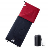 Sac de dormit vidaXL 3 anotimpuri, 190x72cm, poliester, PP, Negru/Rosu, Adult, Camping/Drumetii, 1 persoana