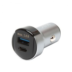 Adaptor bricheta auto Delight, 18 W, Type C/PD, USB, Argintiu/Negru foto