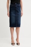 Morgan fustă din denim JAPA culoarea bleumarin, mini, creion, JAPA