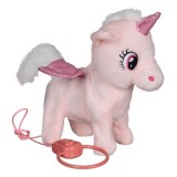 Unicorn mecanic, cu cablu de comanda de 80cm, care merge, canta muzica, aprinde cornul si da din coada, ADR, ConceptSeller