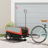 Remorca pentru biciclete, negru si portocaliu, 45 kg, fier GartenMobel Dekor, vidaXL