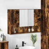 vidaXL Dulap cu oglindă pentru baie Stejar afumat 80 x 17 x 55 cm 883359