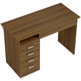 HOMCOM Birou de calculator cu 5 sertare, 110 x 50 cm, birou cu depozitare, raft deschis, sertar cu &icirc;nchidere, Nuc | Aosom Romania