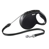Lesa Flexi Classic, cu snur, marimea M, 8m/20 kg, Negru