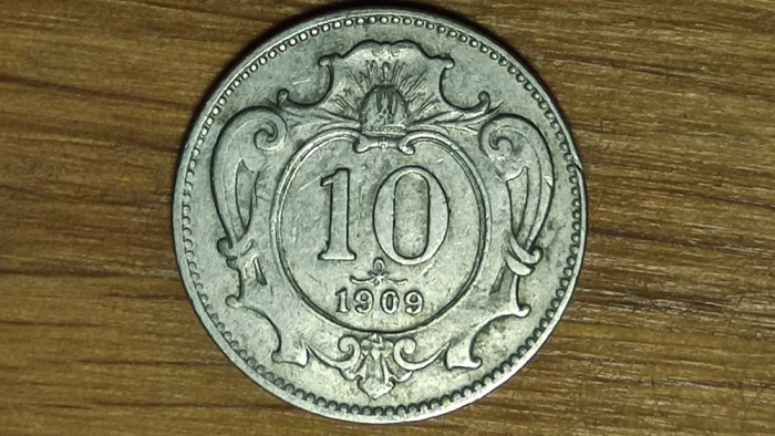 Austria Imperiu Habsburgic - moneda de colectie - 10 heller 1909 - senzationala!