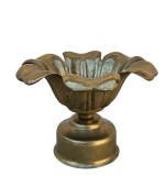 SFEȘNIC VINTAGE DIN BRONZ &Icirc;N FORMĂ DE FLOARE