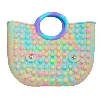 Jucarie Antistres, Cyrax, Tip Pop It Now and Flip It, Geanta, din Silicon, 28 cm, Multicolor foto