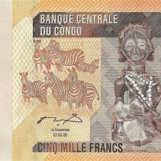 CONGO █ bancnota █ 5000 Francs █ 2005 █ P-102a █ FĂRĂ NUMERE DE SERIE ! █ UNC █