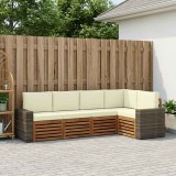 vidaXL Set canapea sectională exterior lemn acacia 5 piese Natural Crem gradina terasa