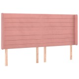 Cumpara ieftin Tablie de pat cu aripioare, roz, 183x16x118/128 cm, catifea