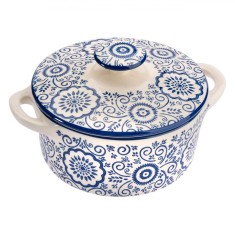 Bol Supă Porțelan, Model Alb Bleu, Capacitate 0,6L, Compatibil Mașină Spălat Vase și Cuptor Microunde