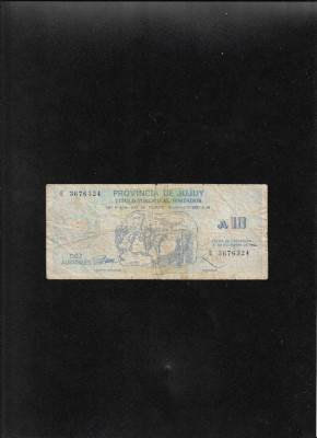 Rar! Argentina Jujuy 10 australes 1986 seria3676324 foto
