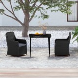 VidaXL Set mobilier de grădină cu perne, 3 piese, negru