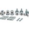 Set 8 roti cabina dus, universale, detasabile, dopuri incluse, plastic/metal, gri