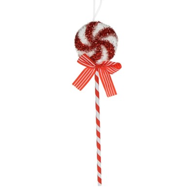Ornament Brad Craciun, Acadea Spuma, Culoare Alb/Roșu, &amp;Icirc;nălțime 36cm foto