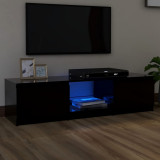 Comodă TV cu lumini LED, negru, 140x40x35,5 cm, vidaXL