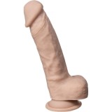 Dildo SILEX-D 8&rdquo; Model 1, design realist cu testicule, reactiv la căldură, bază cu ventuză, lungime 21 cm, culoarea pielii